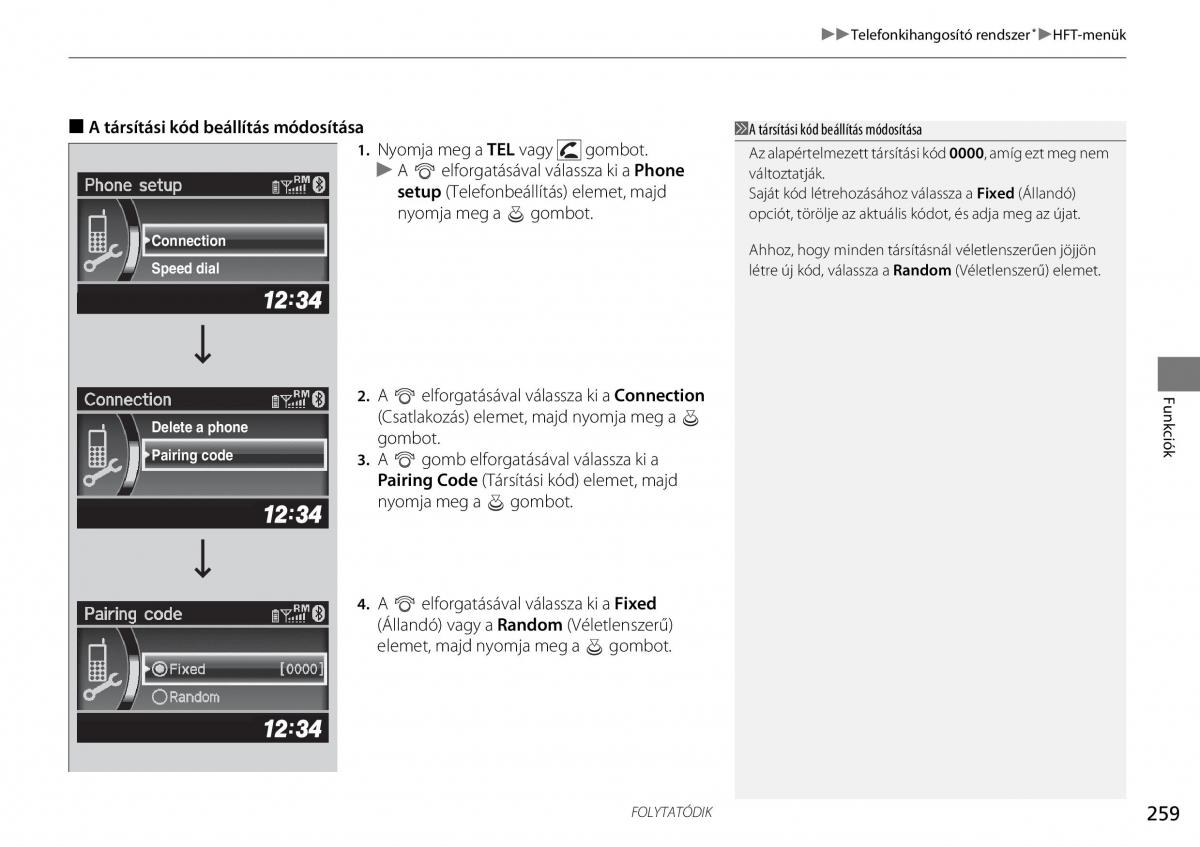 Honda CR V IV 4 Kezelesi utmutato / page 260