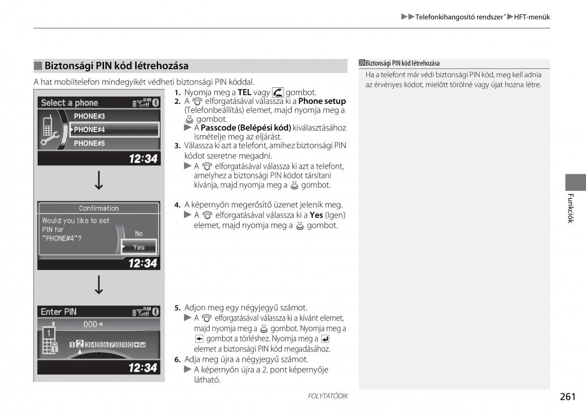 Honda CR V IV 4 Kezelesi utmutato / page 262