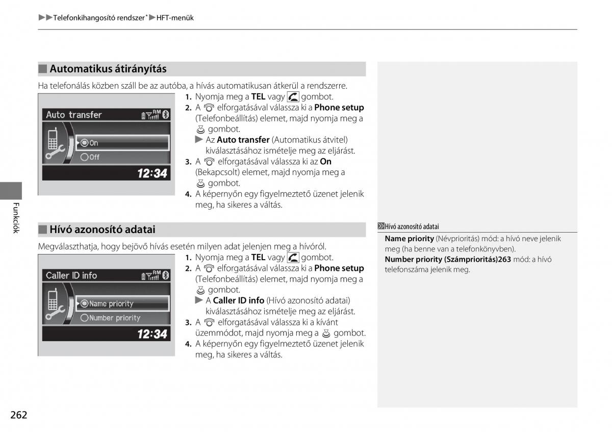 Honda CR V IV 4 Kezelesi utmutato / page 263