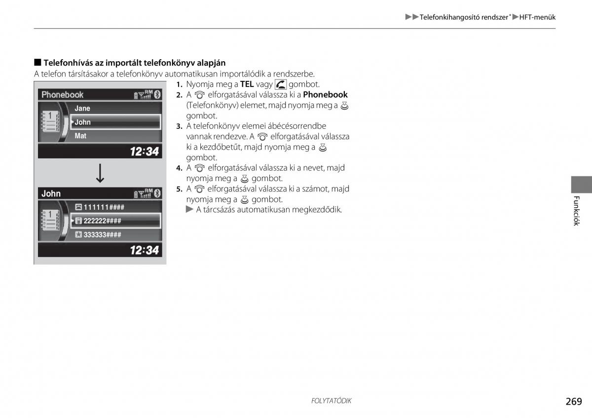 Honda CR V IV 4 Kezelesi utmutato / page 270