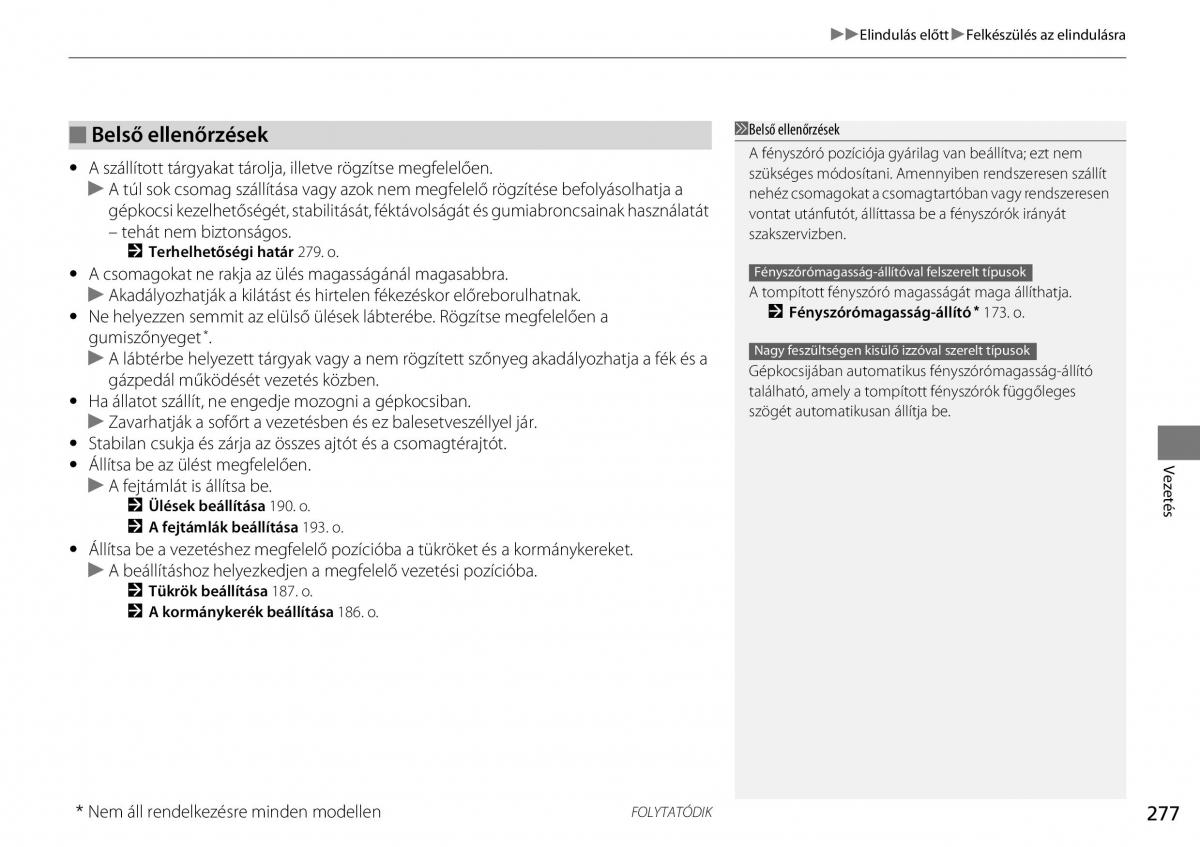 Honda CR V IV 4 Kezelesi utmutato / page 278