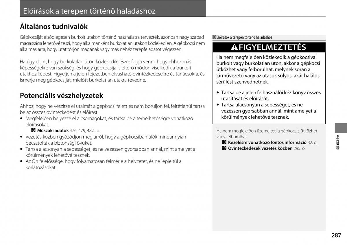 Honda CR V IV 4 Kezelesi utmutato / page 288