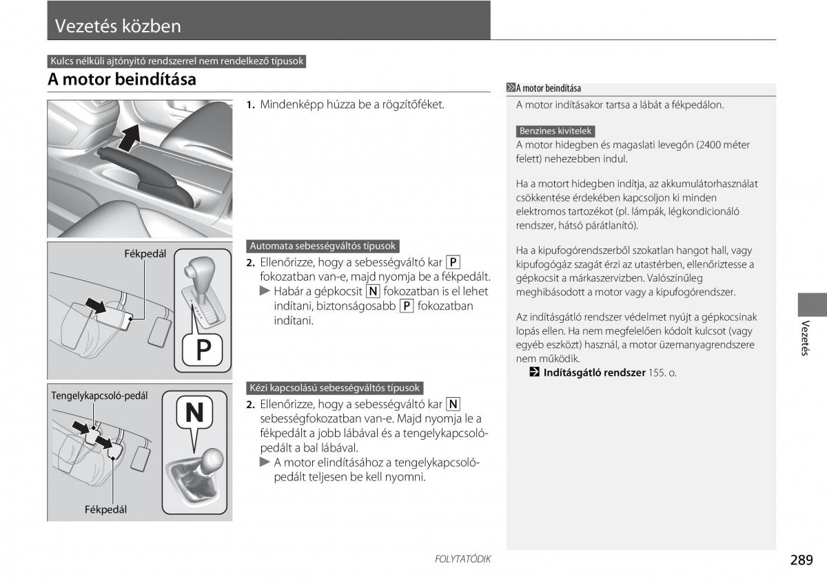 Honda CR V IV 4 Kezelesi utmutato / page 290