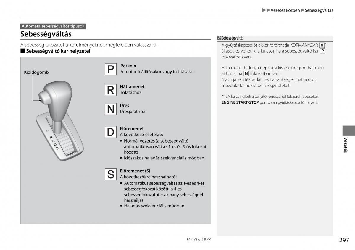 Honda CR V IV 4 Kezelesi utmutato / page 298