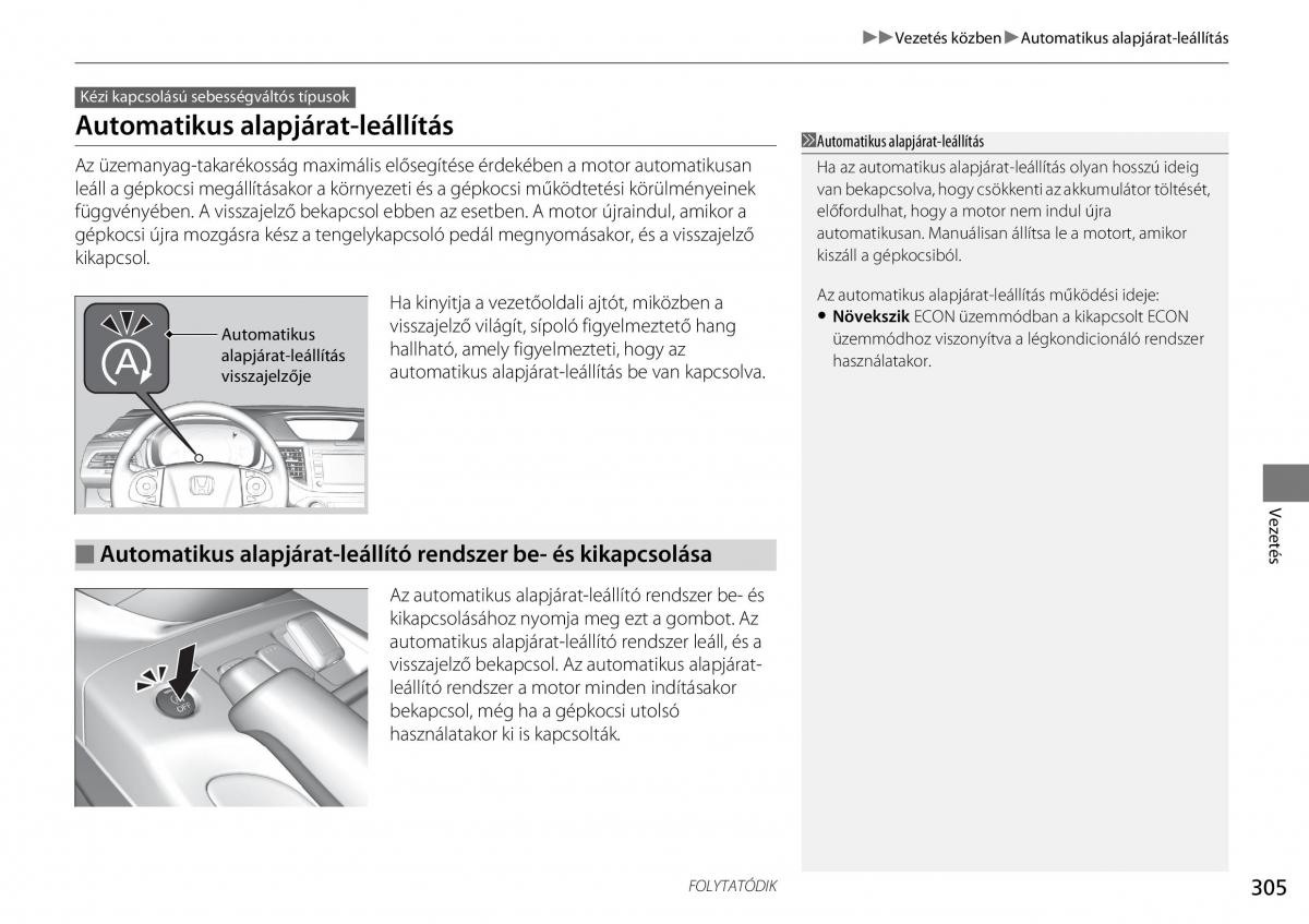 Honda CR V IV 4 Kezelesi utmutato / page 306