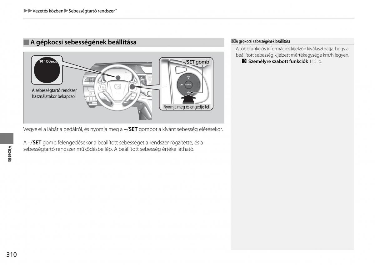 Honda CR V IV 4 Kezelesi utmutato / page 311