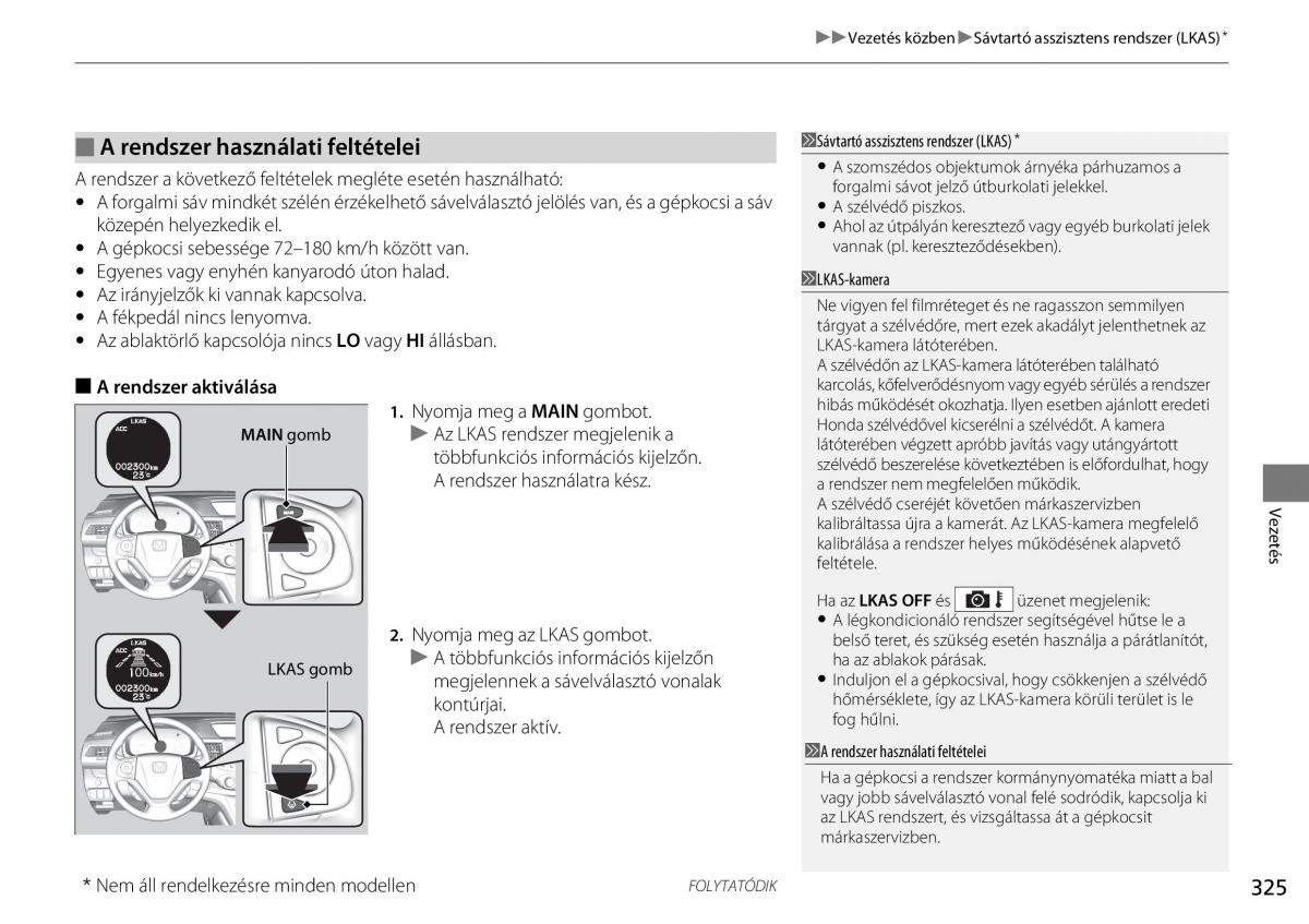 Honda CR V IV 4 Kezelesi utmutato / page 326