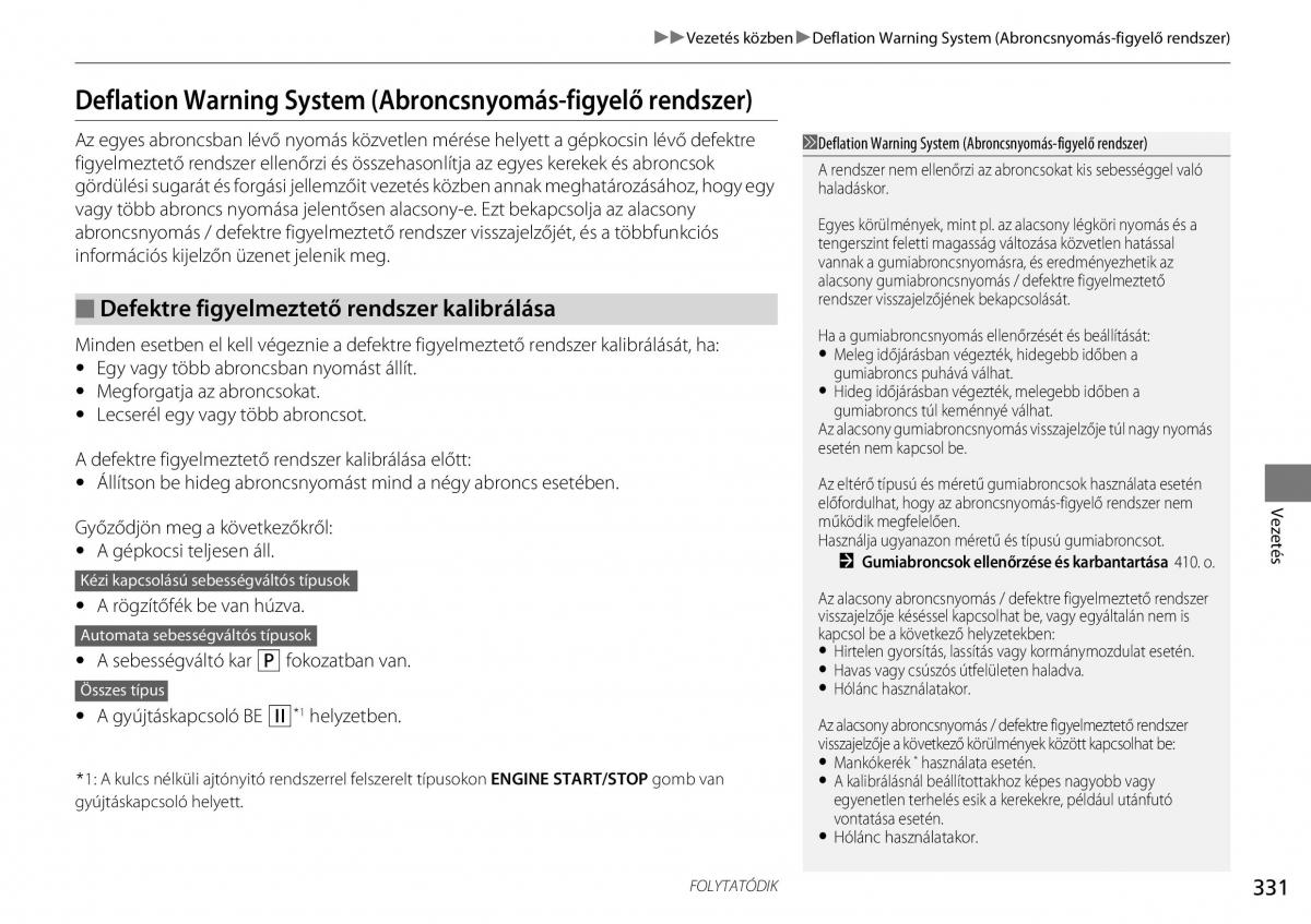 Honda CR V IV 4 Kezelesi utmutato / page 332