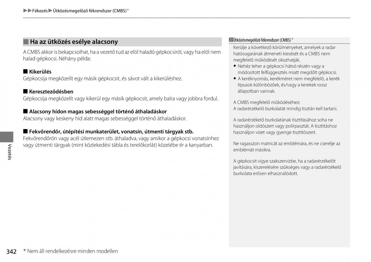 Honda CR V IV 4 Kezelesi utmutato / page 343