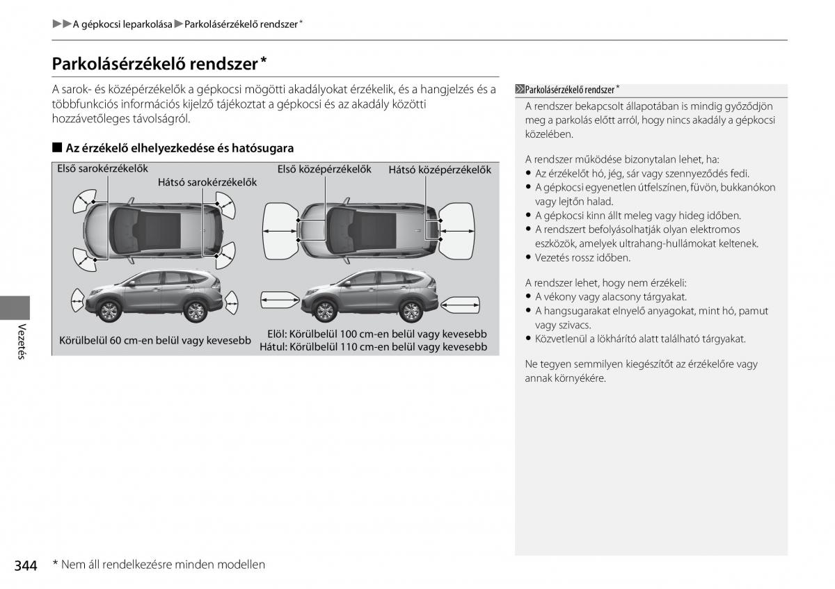 Honda CR V IV 4 Kezelesi utmutato / page 345