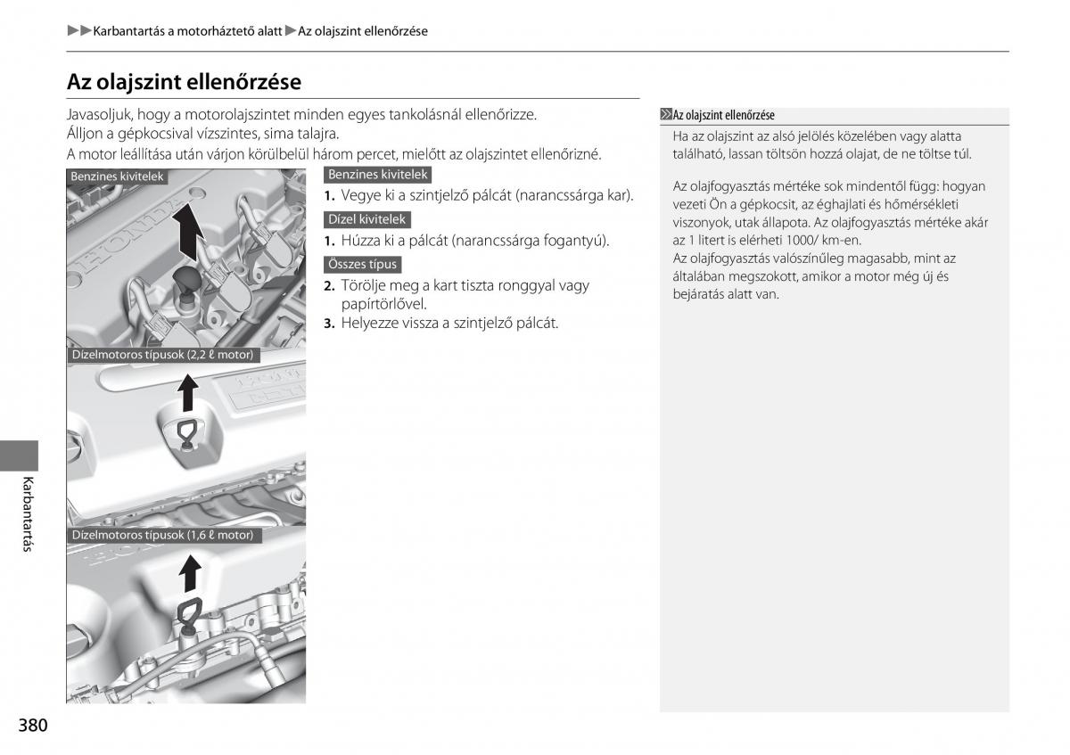 Honda CR V IV 4 Kezelesi utmutato / page 381