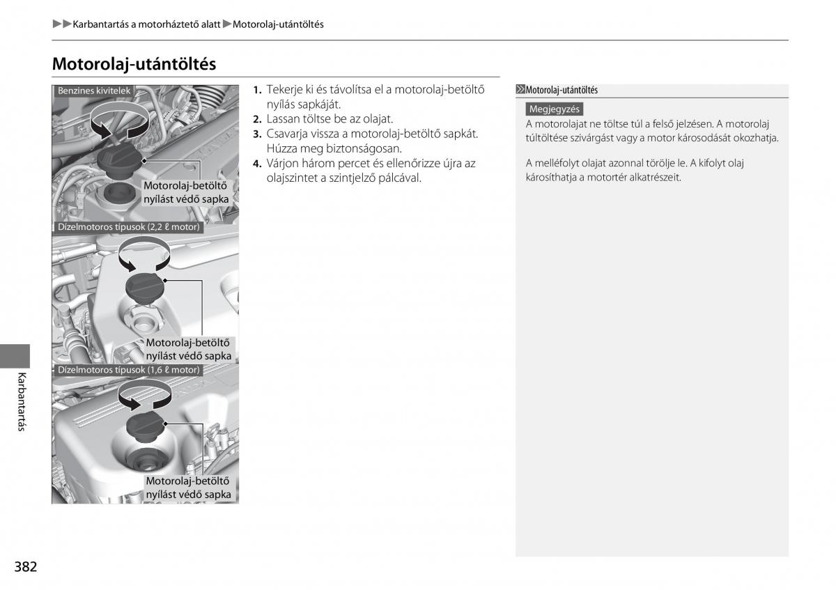 Honda CR V IV 4 Kezelesi utmutato / page 383