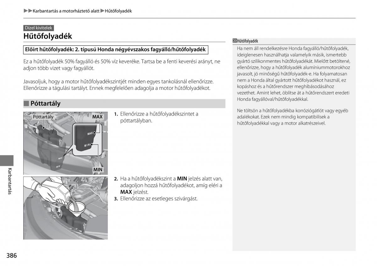 Honda CR V IV 4 Kezelesi utmutato / page 387