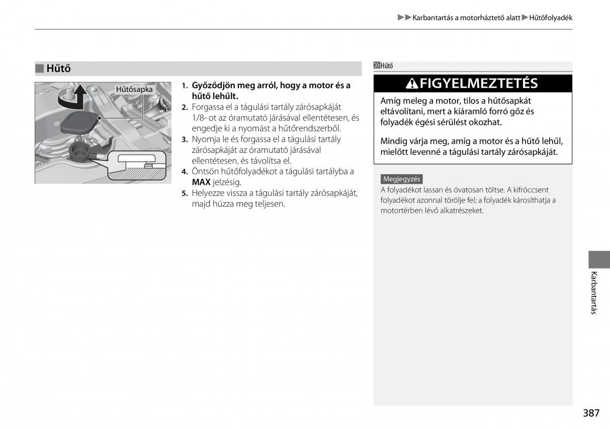 Honda CR V IV 4 Kezelesi utmutato / page 388