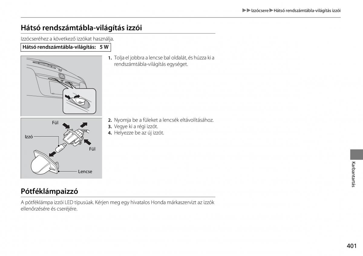 Honda CR V IV 4 Kezelesi utmutato / page 402