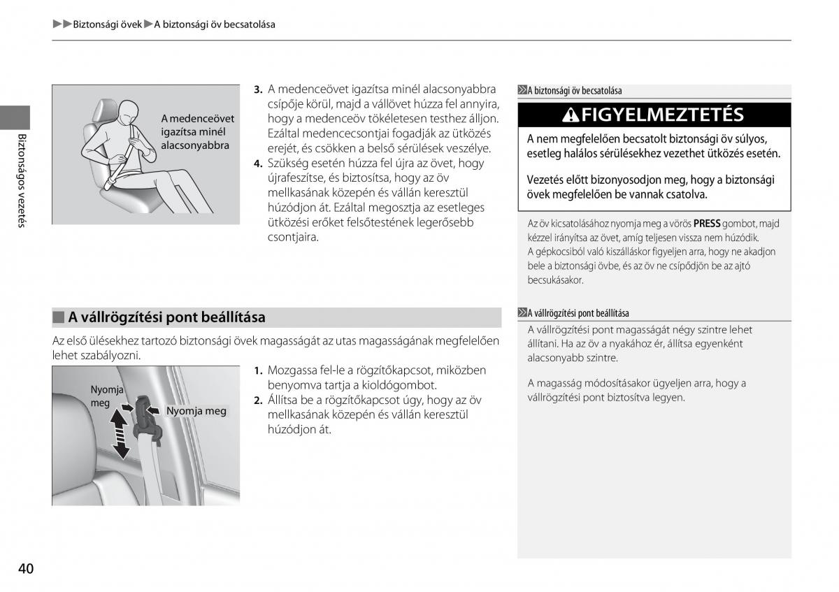 Honda CR V IV 4 Kezelesi utmutato / page 41