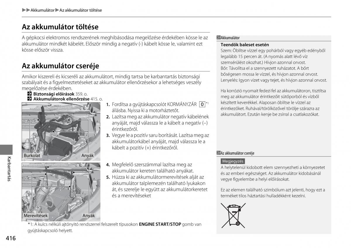 Honda CR V IV 4 Kezelesi utmutato / page 417