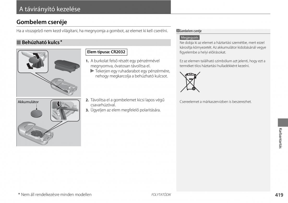 Honda CR V IV 4 Kezelesi utmutato / page 420