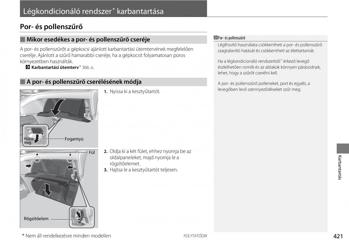 Honda CR V IV 4 Kezelesi utmutato / page 422