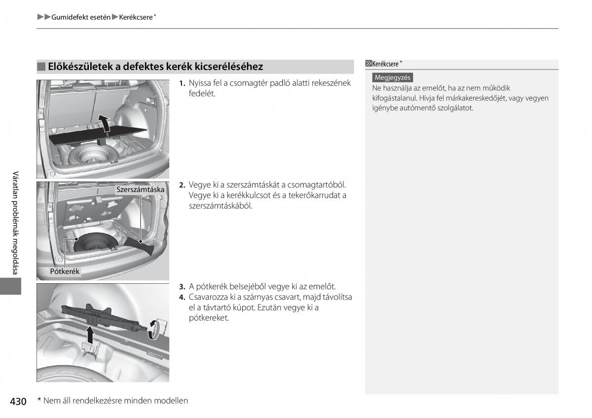 Honda CR V IV 4 Kezelesi utmutato / page 431