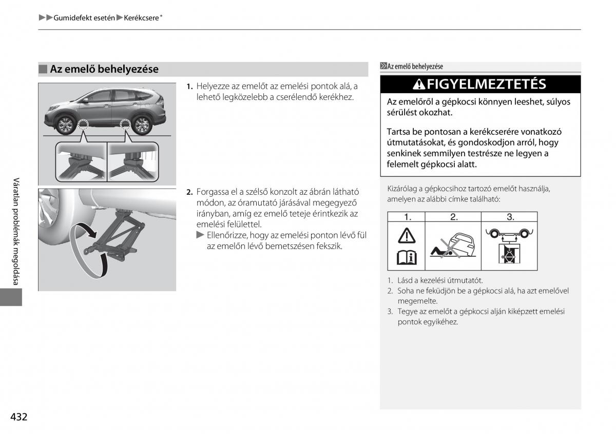 Honda CR V IV 4 Kezelesi utmutato / page 433