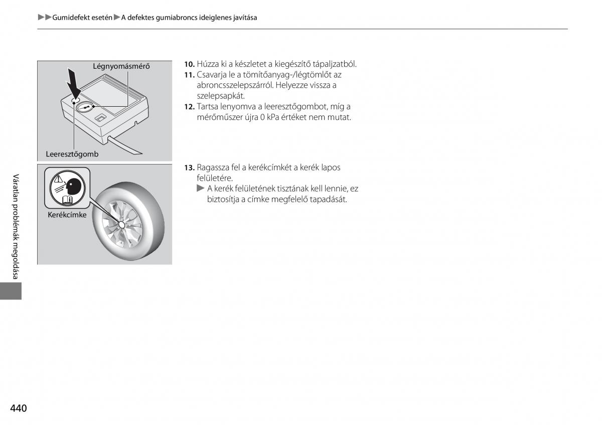 Honda CR V IV 4 Kezelesi utmutato / page 441