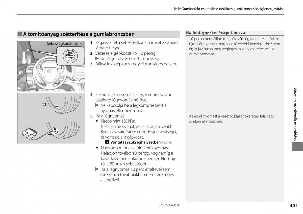 Honda CR V IV 4 Kezelesi utmutato / page 442