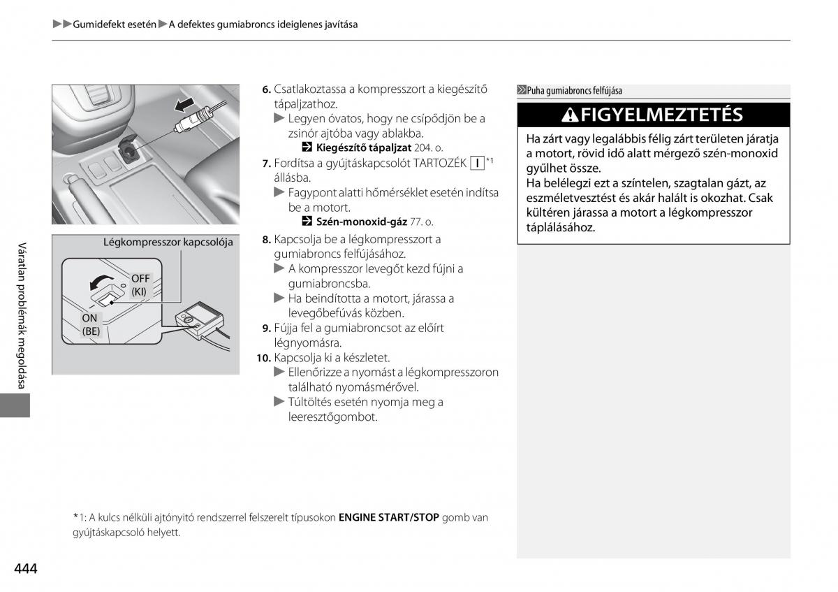 Honda CR V IV 4 Kezelesi utmutato / page 445