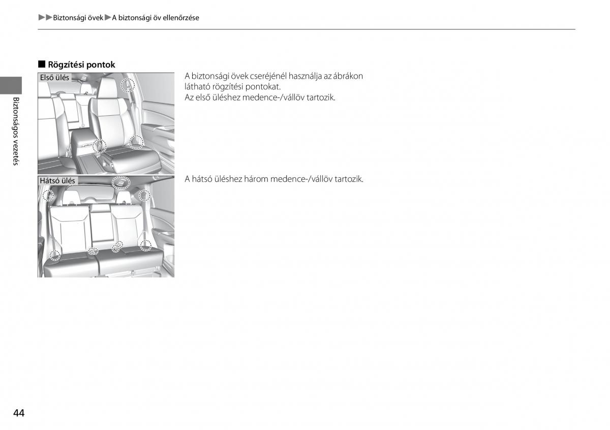 Honda CR V IV 4 Kezelesi utmutato / page 45