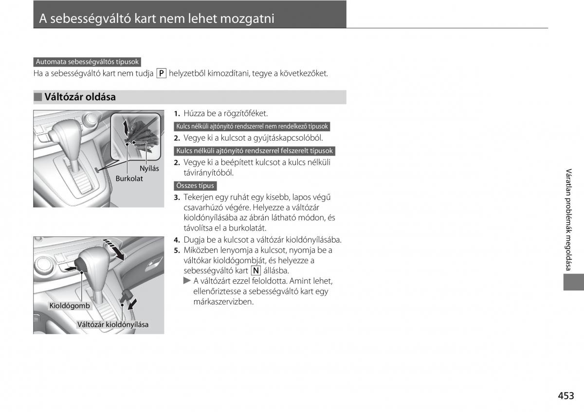 Honda CR V IV 4 Kezelesi utmutato / page 454