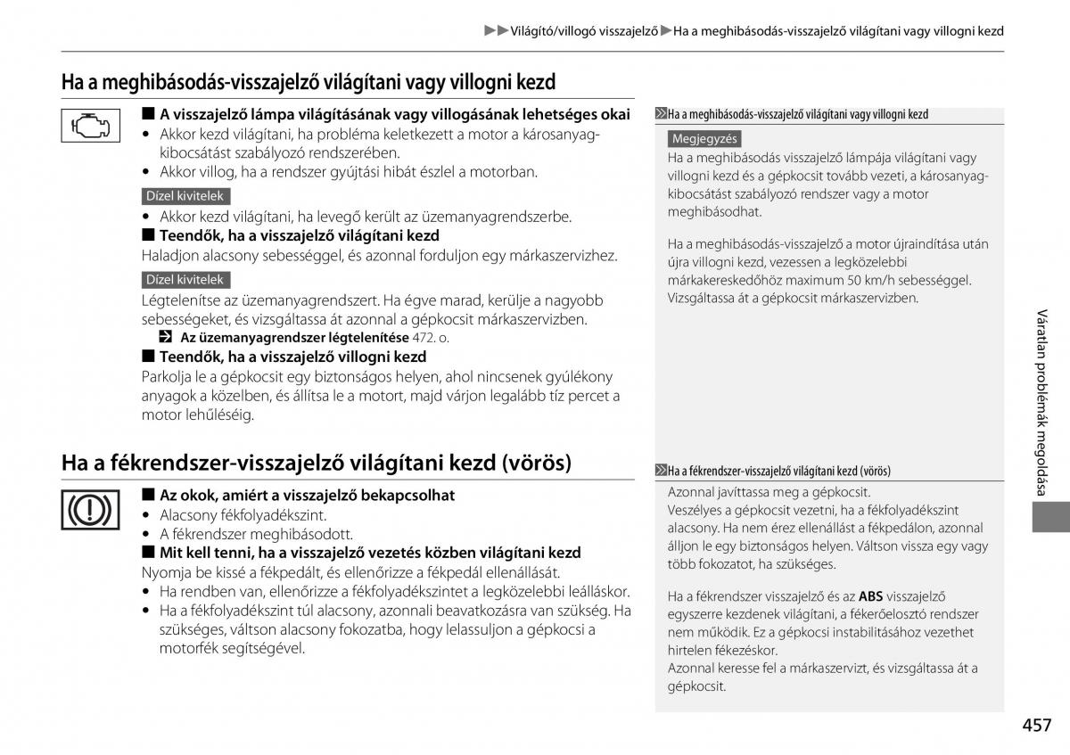 Honda CR V IV 4 Kezelesi utmutato / page 458