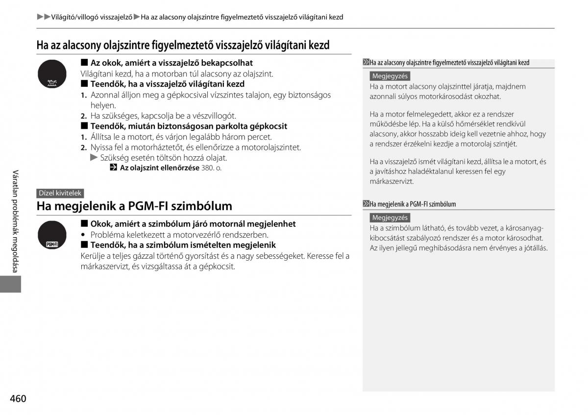 Honda CR V IV 4 Kezelesi utmutato / page 461