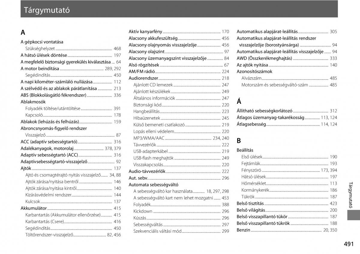 Honda CR V IV 4 Kezelesi utmutato / page 492