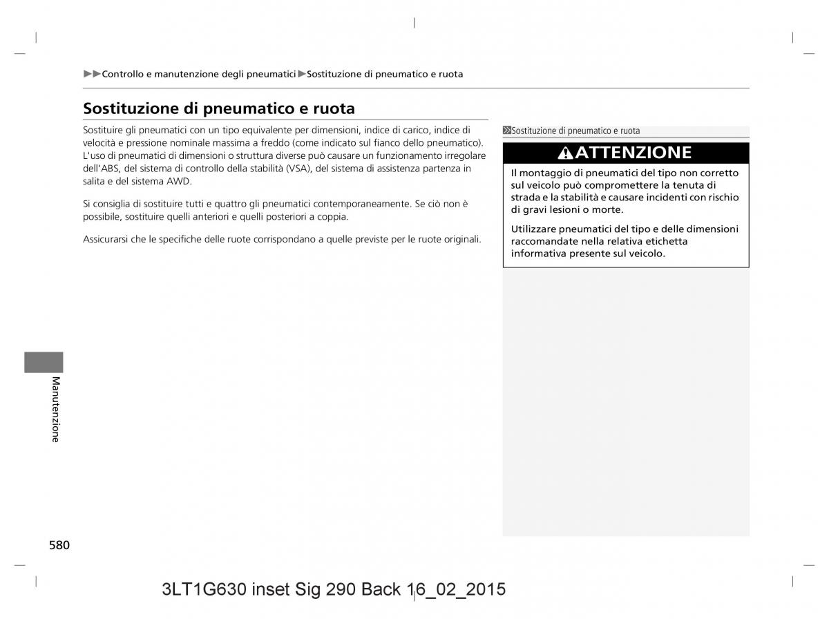 Honda CR V IV 4 manuale del proprietario / page 580