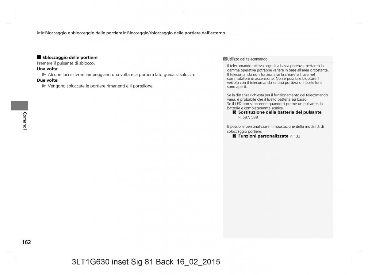 Honda CR V IV 4 manuale del proprietario / page 162