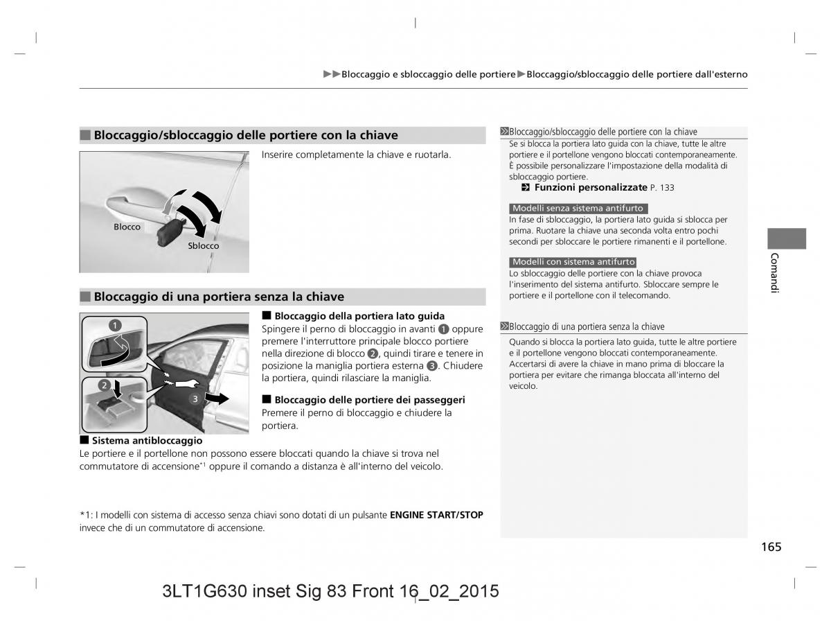 Honda CR V IV 4 manuale del proprietario / page 165