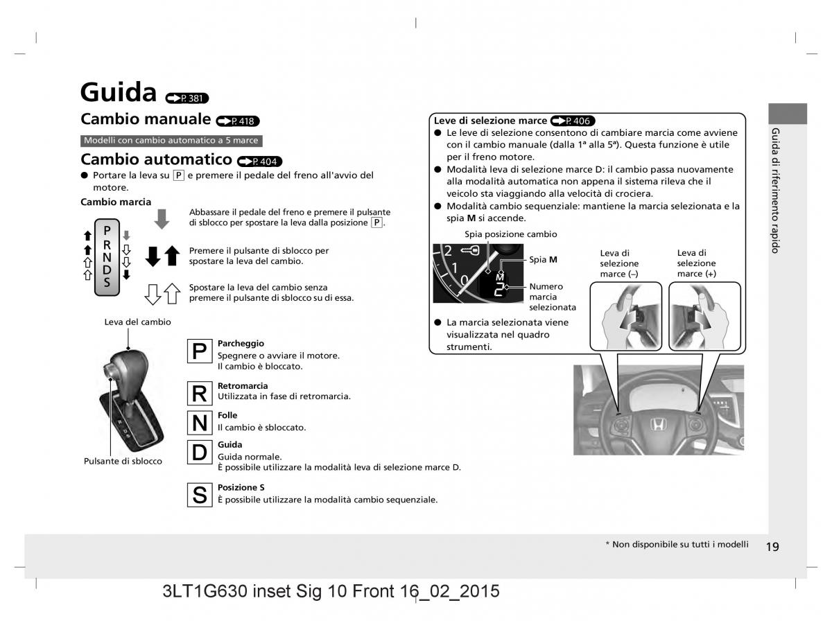 Honda CR V IV 4 manuale del proprietario / page 19