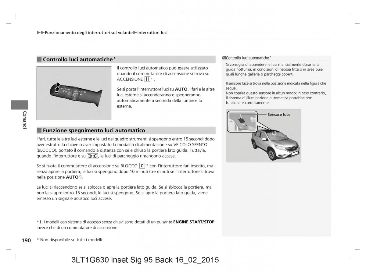 Honda CR V IV 4 manuale del proprietario / page 190