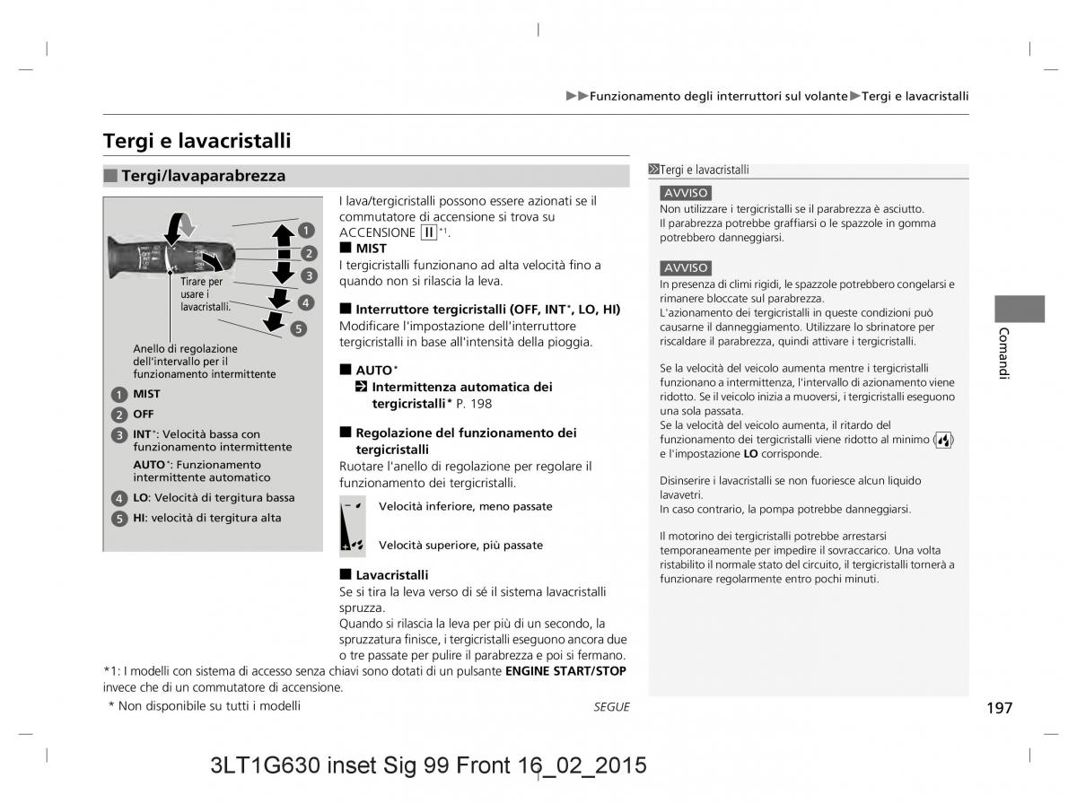 Honda CR V IV 4 manuale del proprietario / page 197