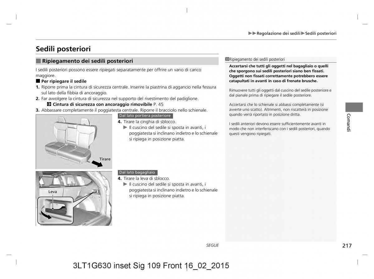 Honda CR V IV 4 manuale del proprietario / page 217