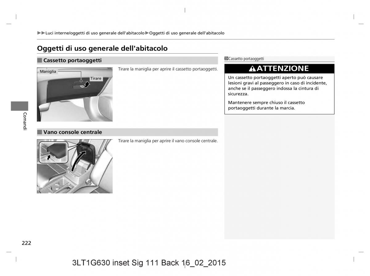 Honda CR V IV 4 manuale del proprietario / page 222