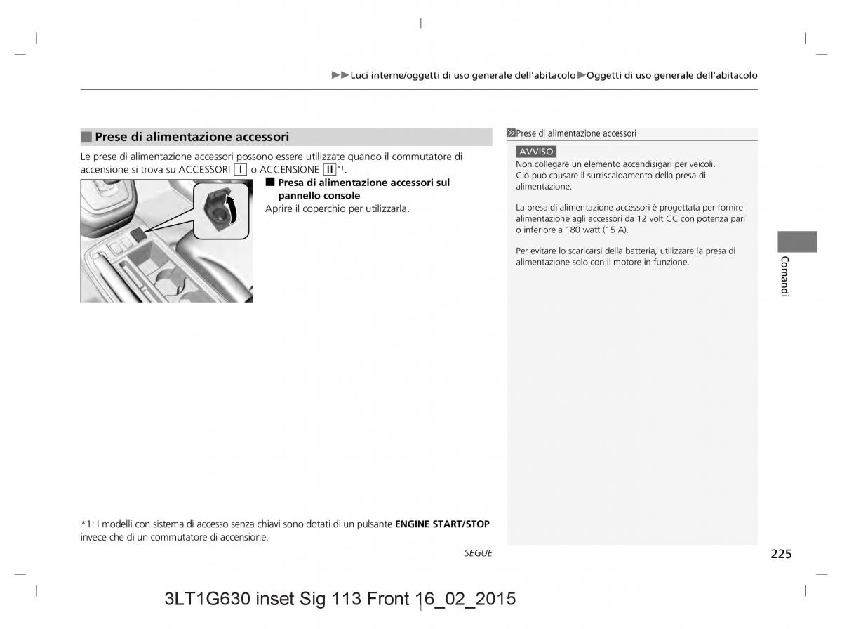 Honda CR V IV 4 manuale del proprietario / page 225