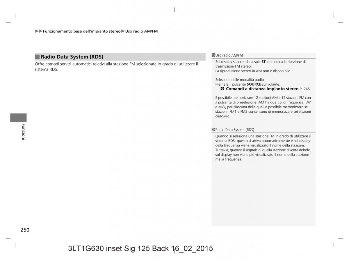 Honda CR V IV 4 manuale del proprietario / page 250