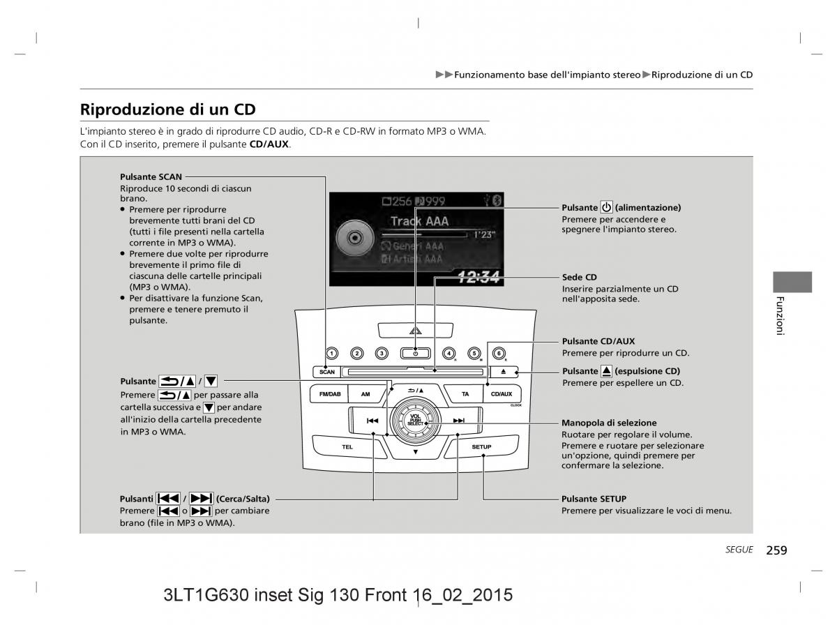 Honda CR V IV 4 manuale del proprietario / page 259