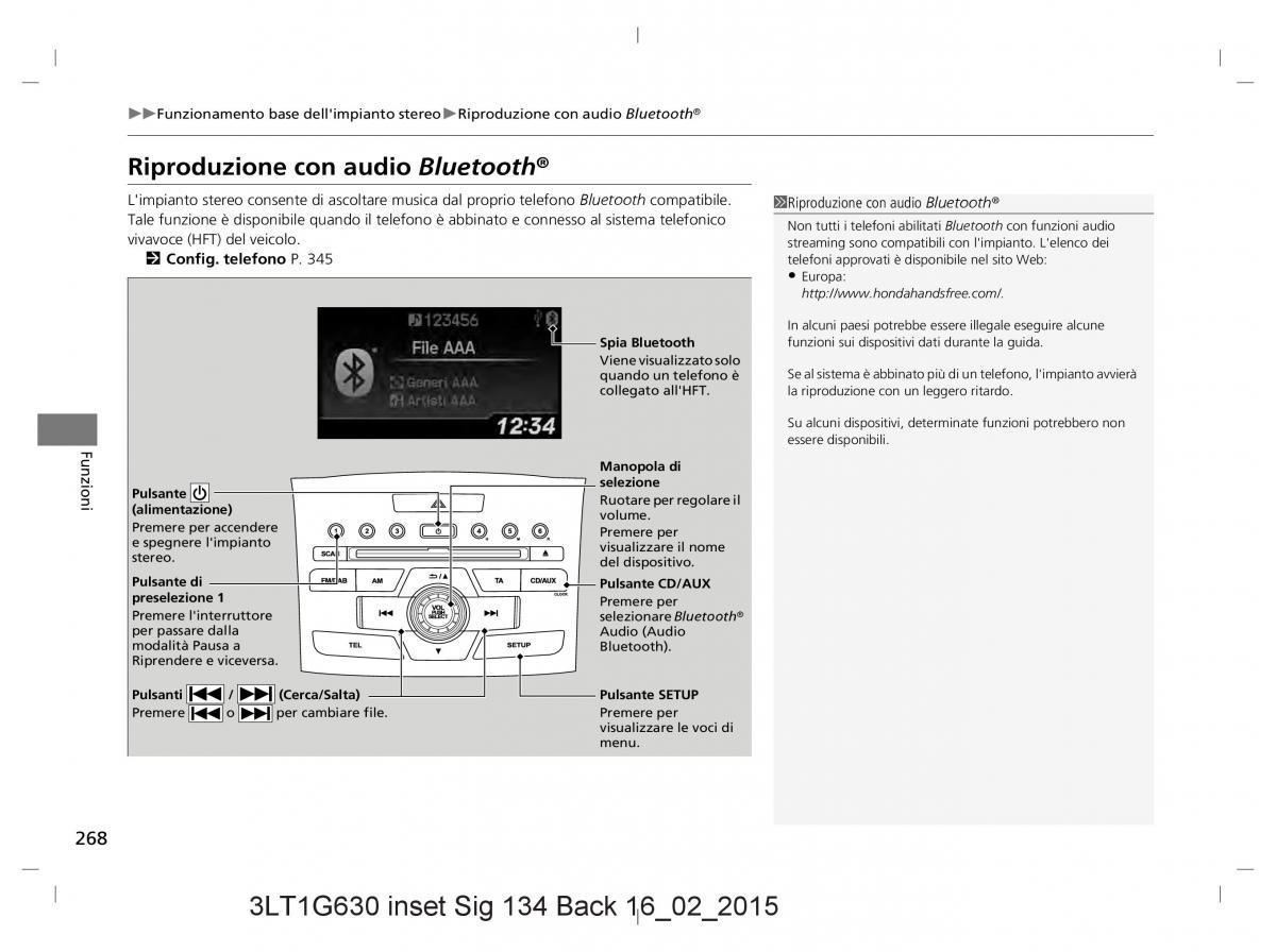 Honda CR V IV 4 manuale del proprietario / page 268