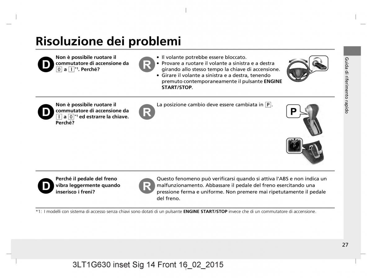 Honda CR V IV 4 manuale del proprietario / page 27