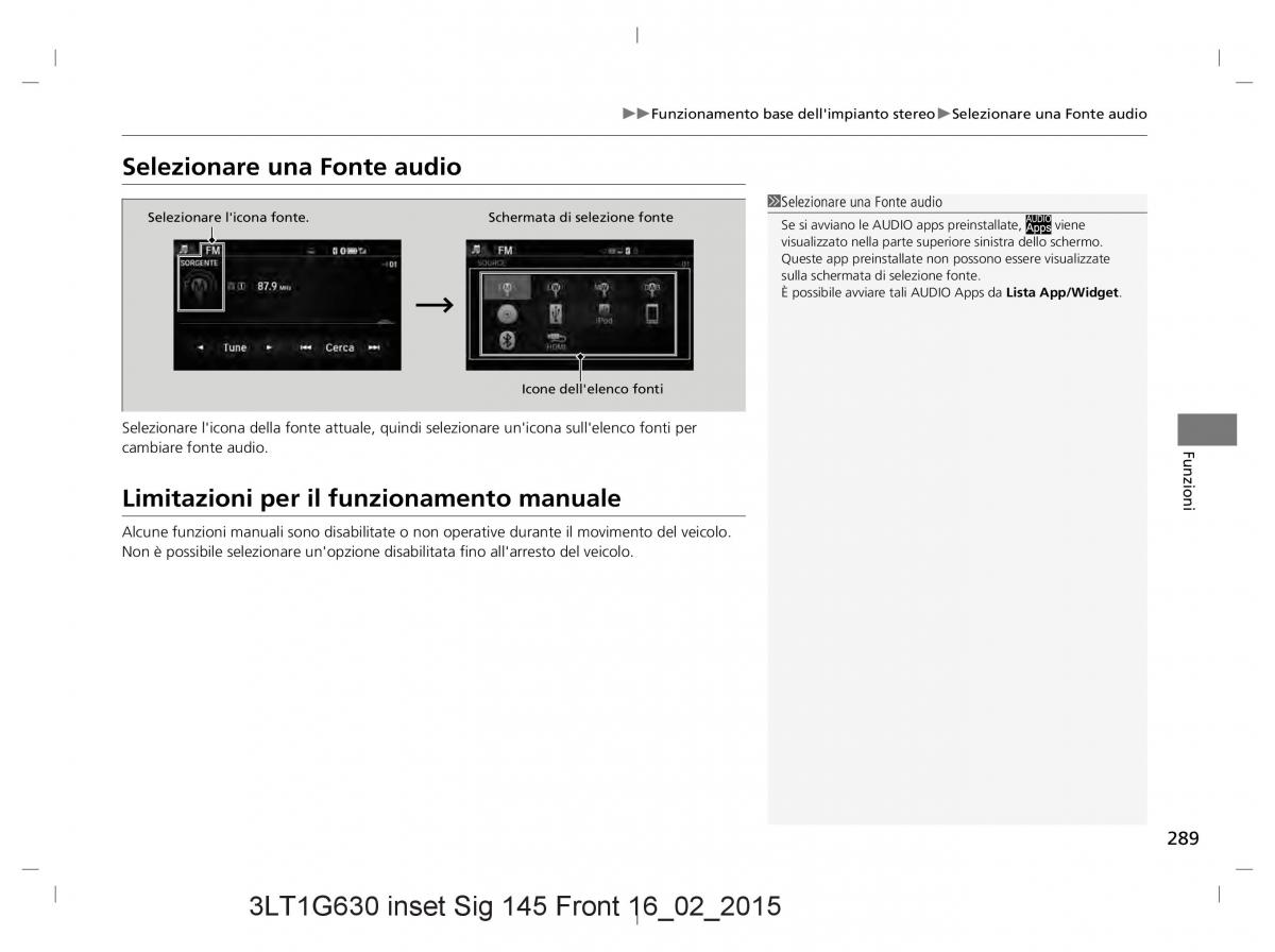 Honda CR V IV 4 manuale del proprietario / page 289