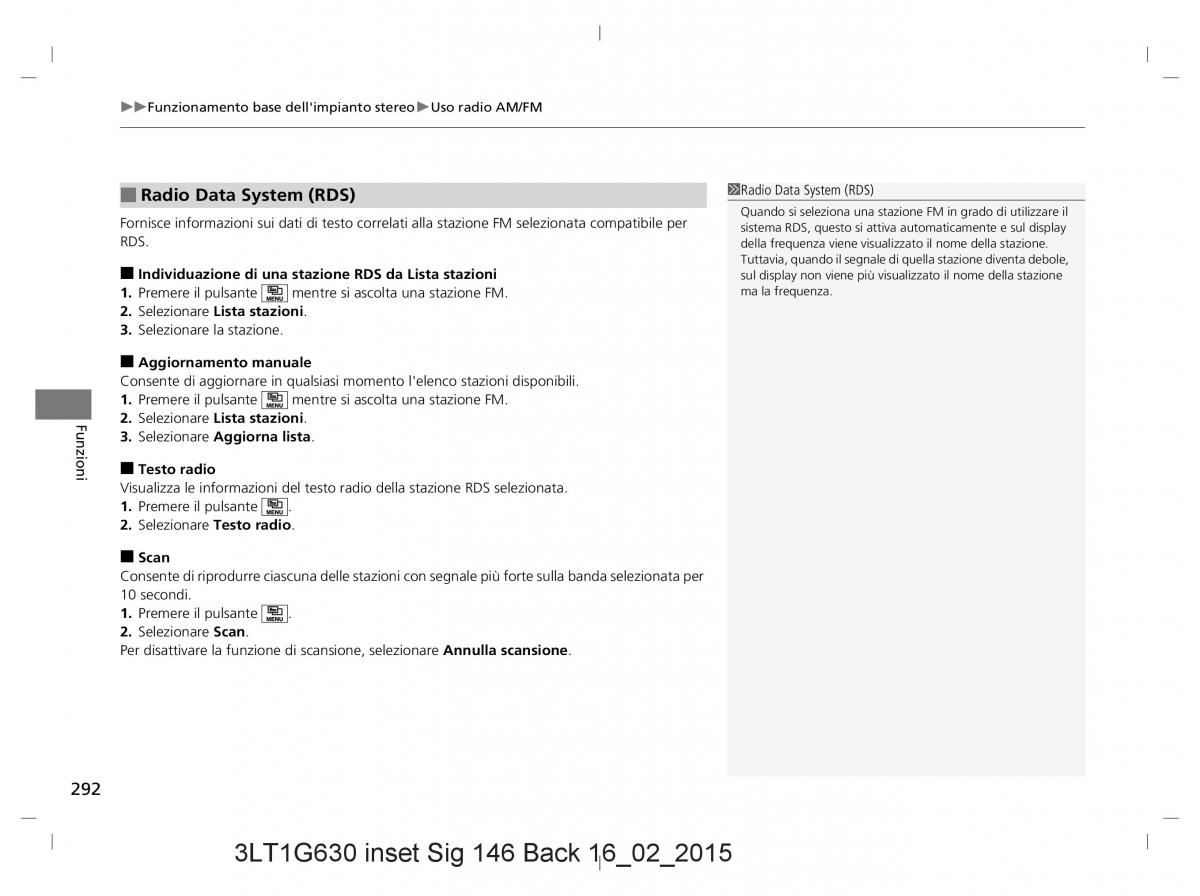 Honda CR V IV 4 manuale del proprietario / page 292