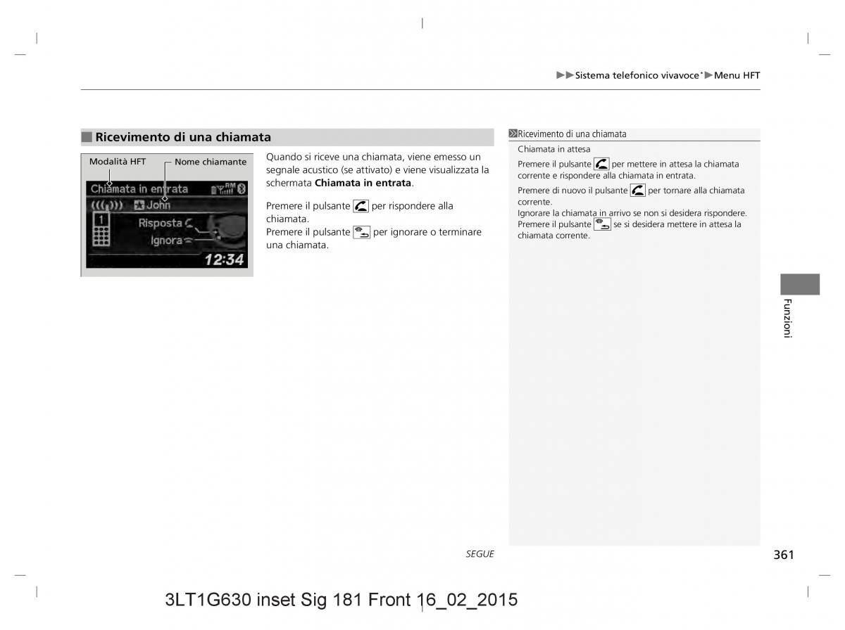 Honda CR V IV 4 manuale del proprietario / page 361