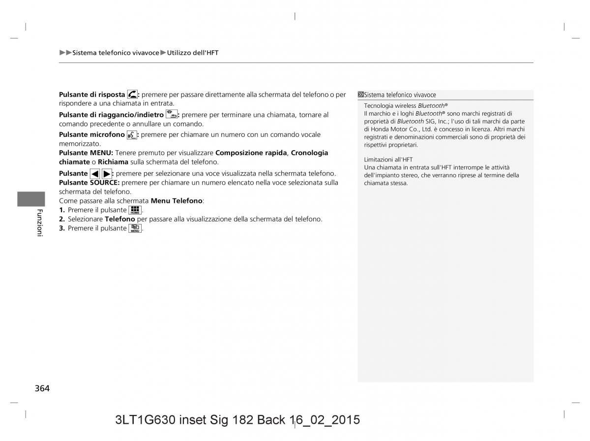 Honda CR V IV 4 manuale del proprietario / page 364